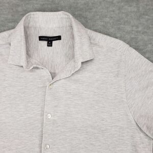 Robert Barakett Whitner Knit Shirt Mens Medium Grey Short Sleeve Button Up